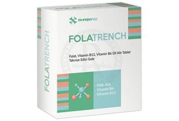 FOLATRENCH FOLAT, VITAMIN B12, VITAMIN B6 ICEREN TAKVIYE EDICI GIDA 60 tablet İlaç Görseli