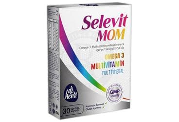 SELEVIT MOM OMEGA 3, MULTIVITAMIN VE MULTIMINERAL ICEREN TAKVIYE EDICI GIDA KAPSUL 30 kapsül İlaç Görseli