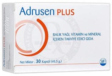 ADRUSEN PLUS BALIK YAGI, VITAMIN VE MINERAL ICEREN TAKVIYE EDICI GIDA 30 kapsül İlaç Görseli