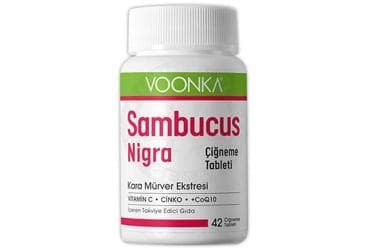 VOONKA SAMBUCUS NIGRA (KARA MURVER EKSTRESI), VIITAMIN C, CINKO, COQ10 (KOENZIM Q10) ICEREN TAKVIYE EDICI GIDA 42 tablet İlaç Görseli