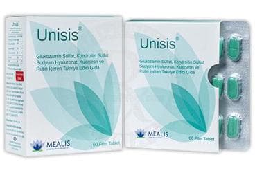 UNISIS GLUKOZAMIN SULFAT, KONDROITIN SULFAT, SODYUM HYALURONAT, KUERSETIN VE RUTIN ICEREN TAKVIYE EDICI GIDA 60 tablet İlaç Görseli