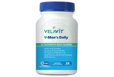 VELAVIT V-MEN'S DAILY AMINOASIT, MULTIVITAMIN VE BITKI EKSTRELERI ICEREN TAKVIYE EDICI GIDA 30 tablet İlaç Görseli