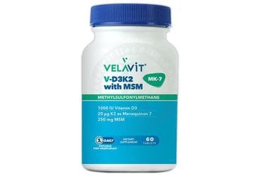 VELAVIT D3K2 WITH MSM D3 VITAMINI, K2 VITAMINI VE MSM ICEREN TAKVIYE EDICI GIDA 60 tablet İlaç Görseli