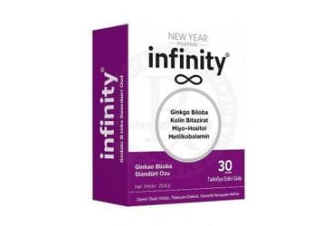 INFINITY GINKGO BILOBA, KOLIN BITARTRAT, MIYO-INOSITOL, METILKOBALAMIN ICEREN TAKVIYE EDICI GIDA 30 kapsül İlaç Görseli