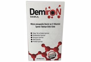 DEMIRON MIKRO-ENKAPSULE DEMIR VE C VITAMINI ICEREN TAKVIYE EDICI GIDA 30 ml şişe İlaç Görseli
