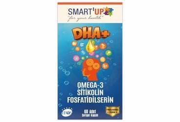 SMART UP DHA+OMEGA-3, SITIKOLIN, FOSFATIDILSERIN ICEREN TAKVIYE EDICI GIDA 60 kapsül İlaç Görseli
