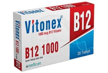 VITONEX VITAMIN B12 ICEREN TAKVIYE EDICI GIDA 1000 mcg 30 tablet İlaç Görseli