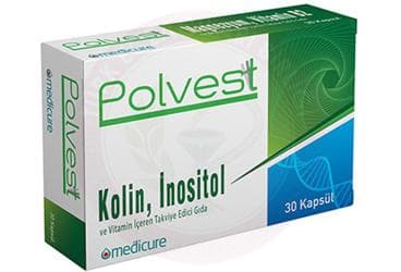 POLVEST KOLIN, INOSITOL VE VITAMIN ICEREN TAKVIYE EDICI GIDA 30 kapsül İlaç Görseli