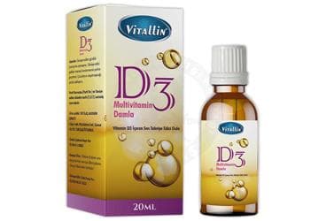 VITALLIN VITAMIN D3 ICEREN SIVI TAKVIYE EDICI GIDA 20 ml şişe İlaç Görseli