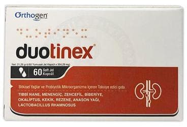 DUOTINEX BITKISEL YAGLAR VE PROBIYOTIK MIKROORGANIZMA ICEREN TAKVIYE EDICI GIDA 60 kapsül İlaç Görseli