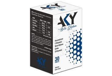 AKY BETA GLUKAN KARA MURVER, C VITAMINI, CINKO, D VITAMINI ICEREN TAKVIYE EDICI GIDA 30 tablet İlaç Görseli