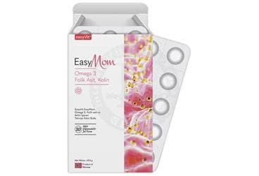 EASYVIT EASYMOM OMEGA 3, FOLIK ASIT VE KOLIN ICEREN TAKVIYE EDICI GIDA 30 tablet İlaç Görseli
