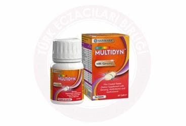 MULTIDYN MULTIVITAMIN VE MULTIMINERAL ICEREN TAKVIYE EDICI GIDA TABLET 30 tablet İlaç Görseli