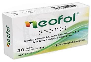NEOFOL FOLIK ASIT, VITAMIN B6, VITAMIN B12, IYOT ICEREN TAKVIYE EDICI GIDA 30 tablet İlaç Görseli