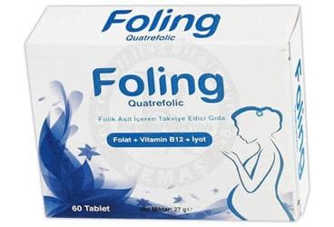FOLING QUATREFOLIC FOLIK ASIT (FOLAT), VITAMIN B12, IYOT ICEREN TAKVIYE EDICI GIDA 60 tablet İlaç Görseli
