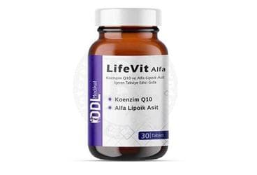 LIFEVIT ALFA KOENZIM Q10 VE ALFA LIPOIK ASIT ICEREN TAKVIYE EDICI GIDA 30 tablet İlaç Görseli