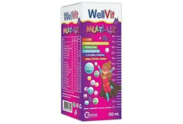 WELLVIT MULTI-LIZ LIZIN, UZUM CEKIRDEGI ICEREN SIVI TAKVIYE EDICI GIDA 150 ml şişe İlaç Görseli