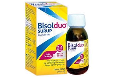 BISOLDUO SURUP BAL VE HATMI KOKU ICEREN TAKVIYE EDICI GIDA 100 ml şişe İlaç Görseli