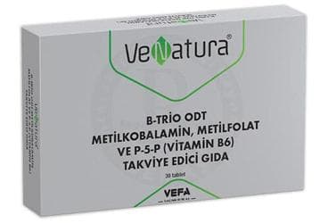 VENATURA B-TRIO ODT METILKOBALAMIN, METILFOLAT VE P-5-P (VITAMIN B6) ICEREN TAKVIYE EDICI GIDA 30 tablet İlaç Görseli