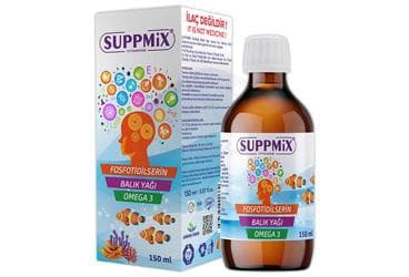 SUPPMIX FOSFATIDILSERIN, BALIK YAGI, OMEGA 3 ICEREN TAKVIYE EDICI GIDA 150 ml İlaç Görseli
