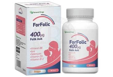 FORFOLIC TABLET VITAMIN B6, IYOT, SELENYUM, VITAMIN D3, VITAMIN B12 ICEREN TAKVIYE EDICI GIDA 400 mcg 30 tablet İlaç Görseli
