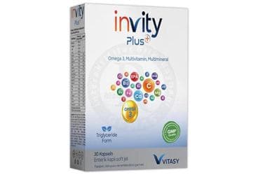 INVITY PLUS OMEGA 3, MULTIVITAMIN VE MULTIMINERAL ICEREN TAKVIYE EDICI GIDA KAPSUL 30 kapsül İlaç Görseli