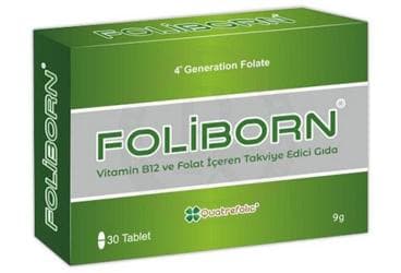 FOLIBORN VITAMIN B12 VE FOLAT ICEREN TAKVIYE EDICI GIDA 30 tablet İlaç Görseli