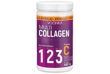 VOONKA MULTI COLLAGEN POWDER HIDROLIZE KOLLAJEN VE C VITAMINI ICEREN TAKVIYE EDICI GIDA 450 gr toz İlaç Görseli