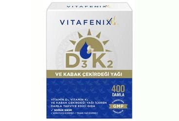 VITAFENIX D3K2 VE KABAK CEKIRDEGI YAGI ICEREN TAKVIYE EDICI GIDA 20 ml şişe İlaç Görseli