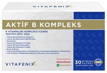 VITAFENIX AKTIF B KOMPLEKS TAKVIYE EDICI GIDA BITKISEL KAPSUL 30 kapsül İlaç Görseli