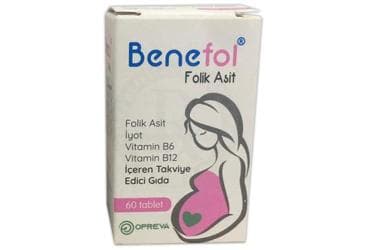 BENEFOL FOLIK ASIT ICEREN TAKVIYE EDICI GIDA TABLET 60 tablet İlaç Görseli