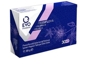 EVO PHARMA PASSIFLORA&VALERIAN&MELISSA ICEREN TAKVIYE EDICI GIDA KAPSUL 30 kapsül İlaç Görseli