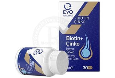 EVO PHARMA BIOTIN+CINKO ICEREN TAKVIYE EDICI GIDA TABLET 30 tablet İlaç Görseli