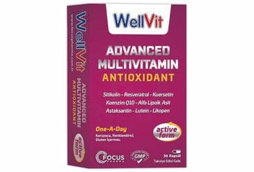 WELLVIT ADVANCED MULTIVITAMIN ANTIOXIDANT TAKVIYE EDICI GIDA KAPSUL 30 kapsül İlaç Görseli