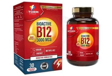 STORM VITALS BIOACTIVE B12 ICEREN TAKVIYE EDICI GIDA DILALTI TABLET 3000 mcg 30 tablet İlaç Görseli