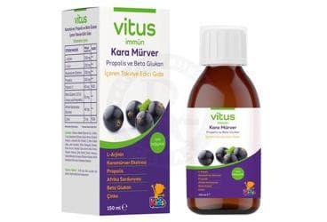 VITUS IMMUN KARA MURVER, PROPOLIS VE BETA GLUKAN ICEREN SIVI TAKVIYE EDICI GIDA 150 ml şişe İlaç Görseli