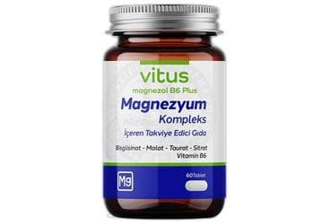 VITUS MAGNEZOL B6 PLUS MAGNEZYUM KOMPLEKS ICEREN TAKVIYE EDICI GIDA TABLET 60 tablet İlaç Görseli