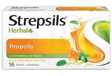 STREPSILS HERBAL PROPOLIS VE C VITAMINI ICEREN PASTIL 16 pastil İlaç Görseli