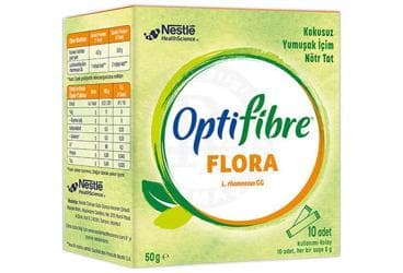 OPTIFIBRE FLORA KISMEN HIDROLIZE GUAR GUM VE PROBIYOTIK MIKROORGANIZMA ICEREN TAKVIYE EDICI GIDA 10x5 g saşe İlaç Görseli