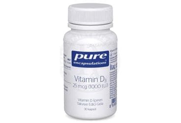 PURE ENCAPSULATIONS VITAMIN D3 ICEREN TAKVIYE EDICI GIDA 25 mcg (1000 IU) 30 kapsül İlaç Görseli
