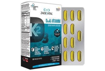 ZADE VITAL D3+K2 VITAMINI ICEREN TAKVIYE EDICI GIDA KAPSUL 30 kapsül İlaç Görseli