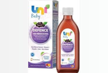 UNI BABY DEFENCE KARA MURVER EKSTRESI, VITAMIN C, PROPOLIS, CINKO, BETA GLUKAN ICEREN TAKVIYE EDICI GIDA 150 ml şişe İlaç Görseli