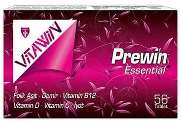 VITAWIN PREWIN ESSENTIAL TABLET FOLIK ASIT, DEMIR, VITAMIN B12, VITAMIN D, VITAMIN C, IYOT ICEREN TAKVIYE EDICI GIDA 56 tablet İlaç Görseli
