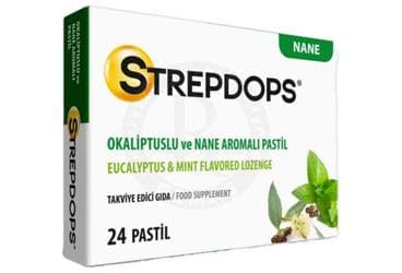 STREP-DROPS OKALIPTUSLU VE NANE AROMALI PASTIL 24 pastil İlaç Görseli