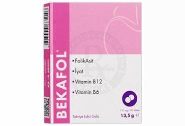 BEKAFOL FOLIK ASIT, VITAMIN B6, VITAMIN B12, IYOT ICEREN TABLET 150 mg 90 tablet İlaç Görseli