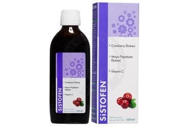 SISTOFEN CRANBERRY (TURNA YEMISI) EKSTRESI, MAYIS PAPATYASI EKSTRESI VE VITAMIN C ICEREN SIVI TAKVIYE EDICI GIDA 150 ml şişe İlaç Görseli