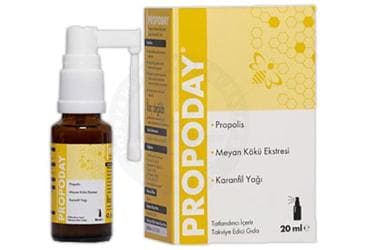 PROPODAY PROPOLIS, MEYAN KOKU EKSTRESI VE KARANFIL YAGI ICEREN SPREY TAKVIYE EDICI GIDA 20 ml şişe İlaç Görseli