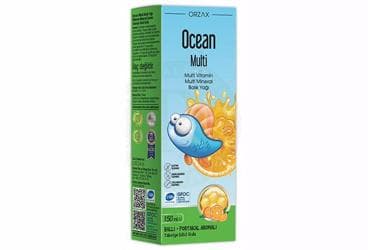 OCEAN MULTI MULTIVITAMIN MULTIMINERAL BALIK YAGI SURUP - BALLI PORTAKAL AROMALI 150 ml şişe İlaç Görseli