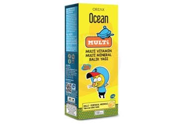 OCEAN MULTI KRAL SAKIR MULTIVITAMIN, MULTIMINERAL, BALIK YAGI ICEREN BALLI PORTAKAL AROMALI TAKVIYE EDICI GIDA 150 ml şişe İlaç Görseli