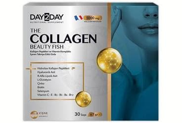 DAY2DAY THE COLLAGEN BEAUTY FISH VISNE AROMALI TAKVIYE EDICI GIDA 5000 mg 30 saşe İlaç Görseli